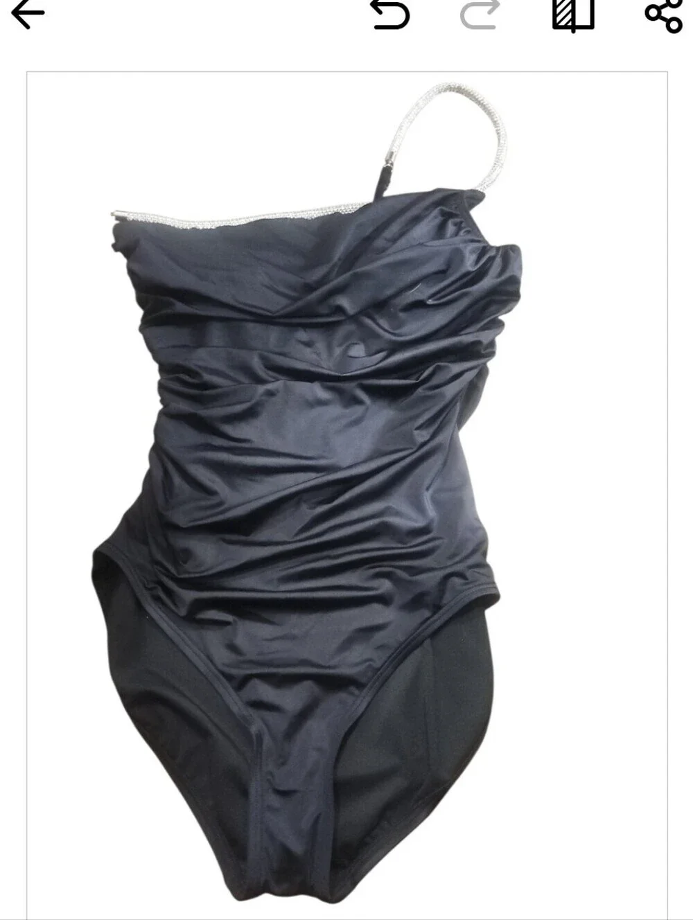 Carmen Marc Valvo Starlight Lux One Shoulder One Piece Swimsuit Black 12 NWT